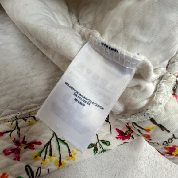 Lands' End Women's Quilted Crewneck Top XL 3/4 Sleeve Pullover Ivory Floral - Picture 4 of 8